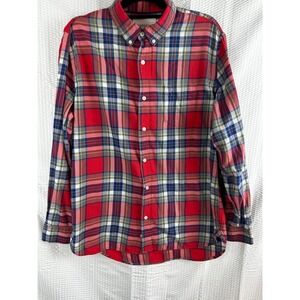 Aeropostale Men's Red Blue Plaid Button‎ Down Shirt Long Sleeve Size Large